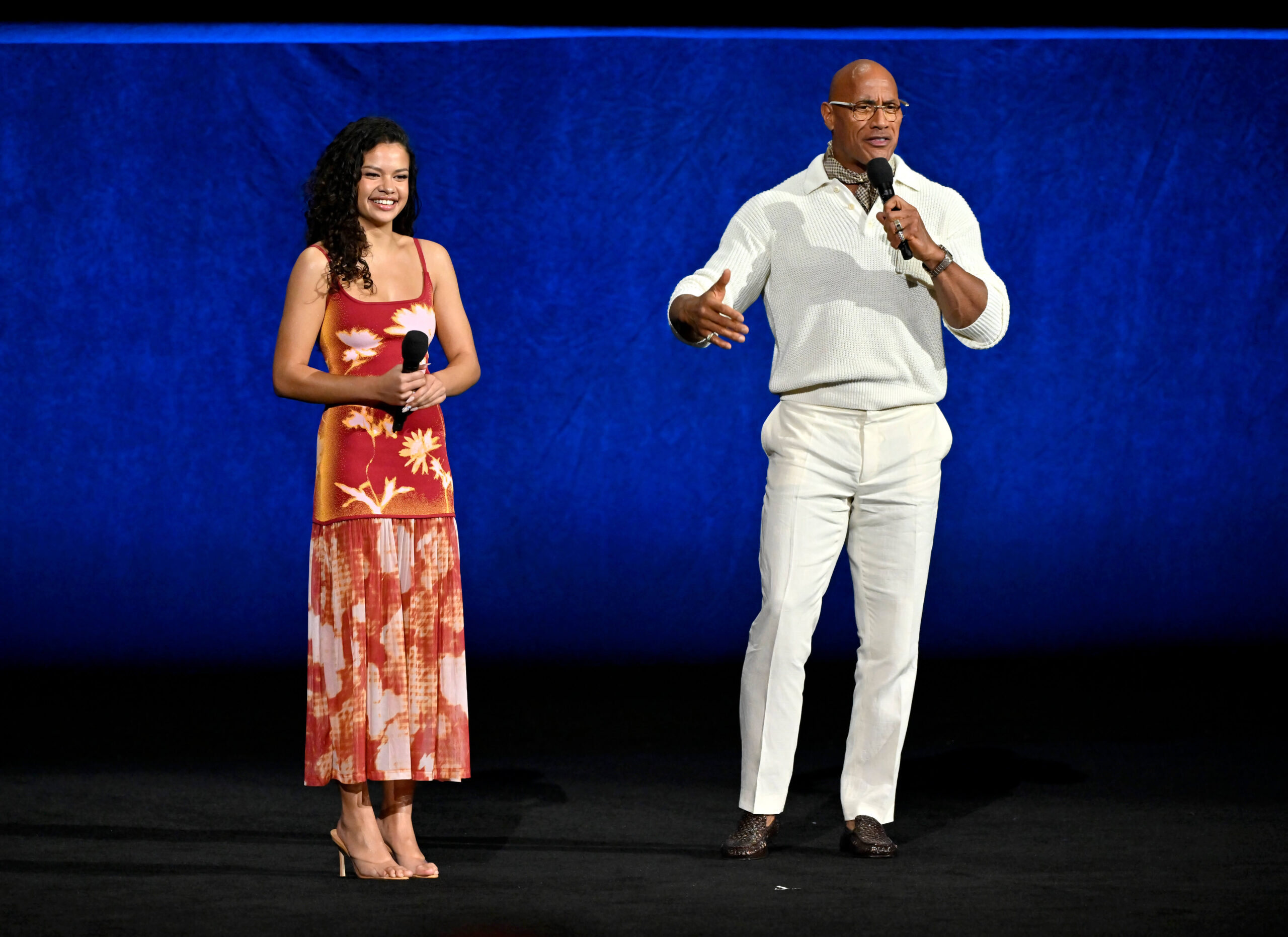 The Rock and Catherine Laga’aia were there to promote the upcoming live-action version of "Moana." - The Latino Slant