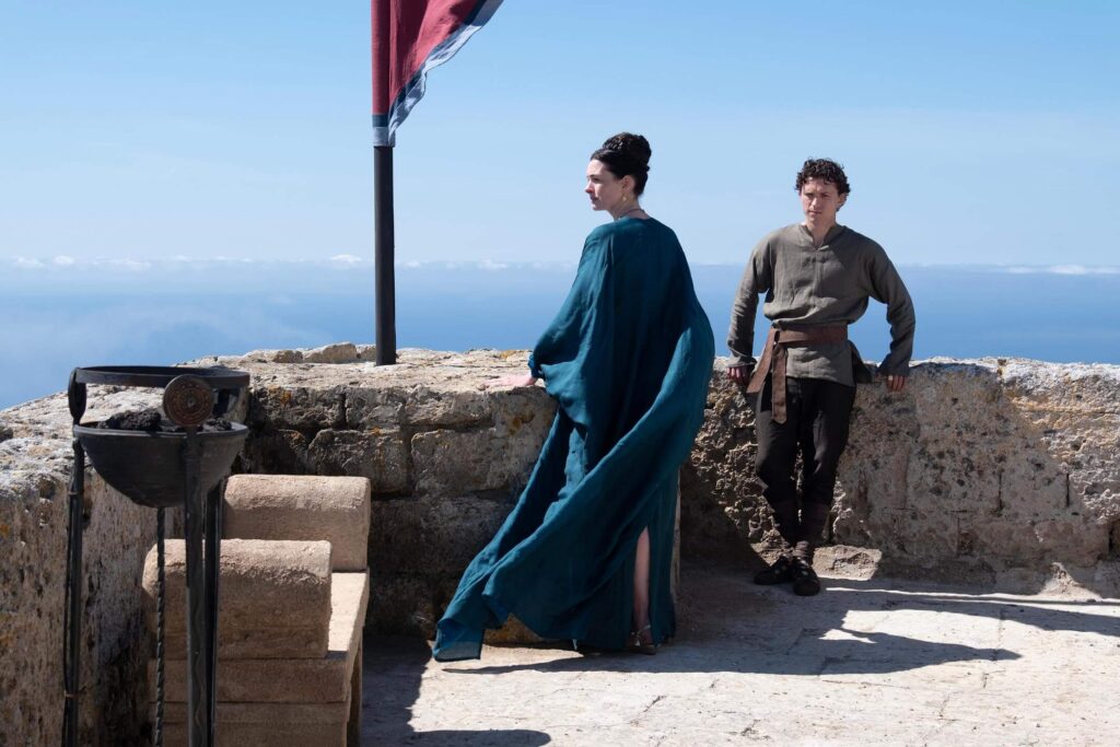 Anne Hathaway and Tom Holland as Odysseus's wife and son, Penelope and Telemachus. - The Latino Slant