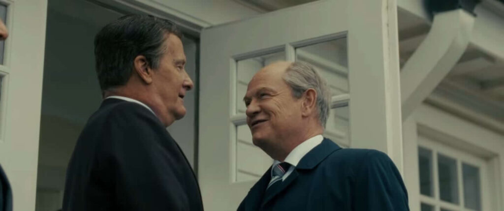 Jeff Daniels as Ronald Reagan and Jared Harris as Mikhail Gorbachev in "The Brink of War." - The Latino Slant