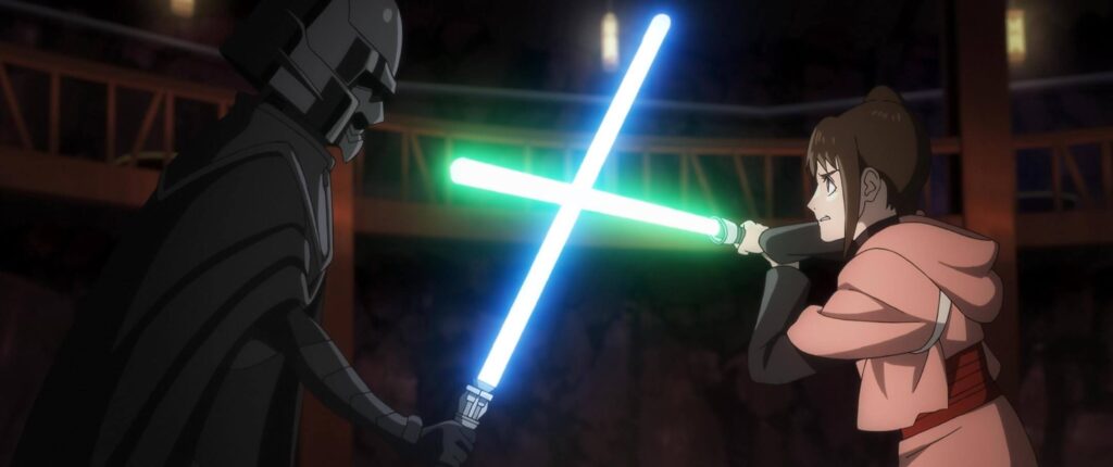 The visuals are stunning, blending iconic Star Wars imagery with dynamic anime action. - The Latino Slant