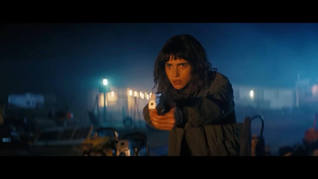 Adria Arjona as Celeste, fighting to protect her daughter in "Onslaught." - The Latino Slant