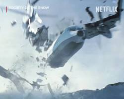 Society of the Snow movie scene plane crash Andes mountains