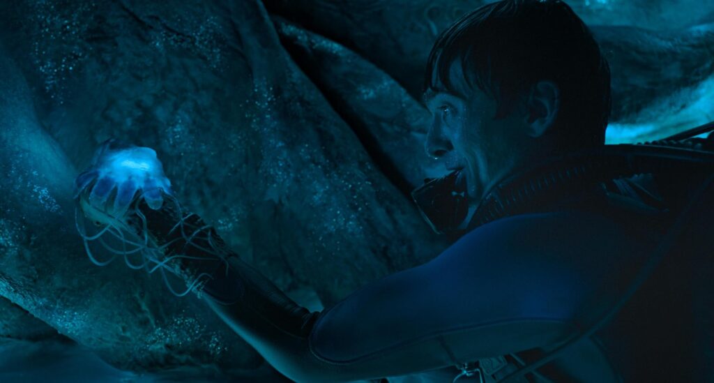 Austin finds a glowing jellyfish inside the whale in "Whalefall." - The Latino Slant