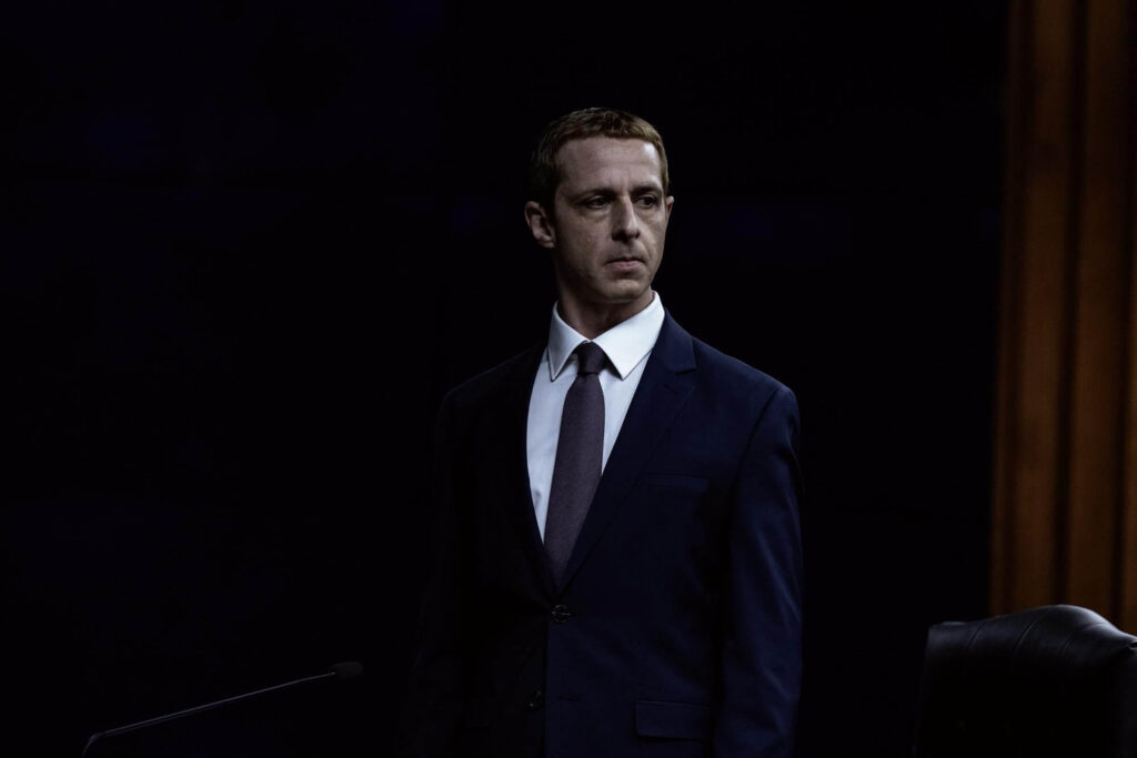 Jeremy Strong as Mark Zuckerberg in "The Social Reckoning." - The Latino Slant
