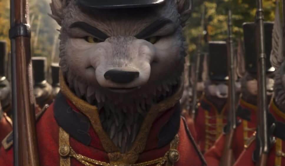 A coyote soldier stands at attention in “Wildwood.” - The Latino Slant